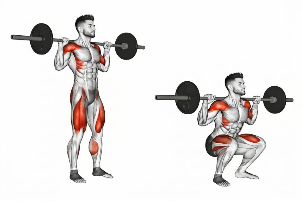 Barbell High Bar Squat